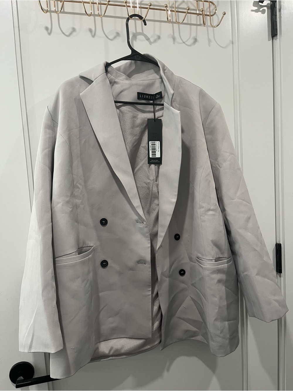 Lioness Light Gray Double-Breasted Blazer